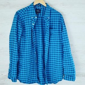 Men's XL | AE Blue Plaid Flannel Button Down Shirt